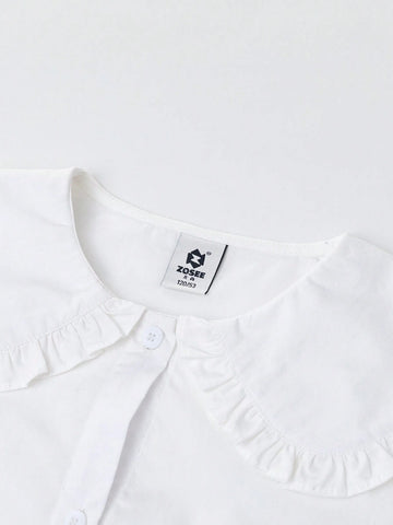 2-4y Young Girls Long Sleeve Blouse, Spring/Autumn New 2024 White Shirts Children Tops