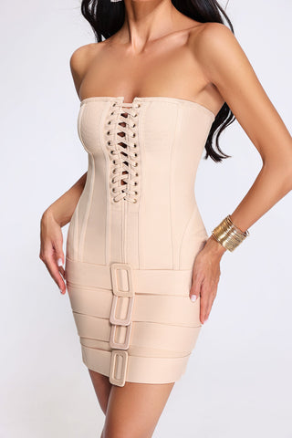 Icis Lace Up Bandage Mini Dress