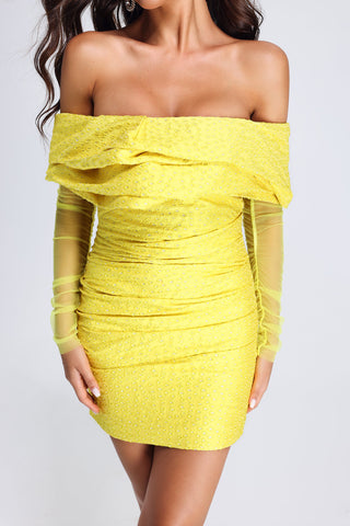 Peg Off Shoulder Ruched Mini Dress