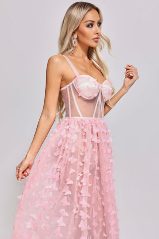Yurianna Butterfly Mesh Midi Dress