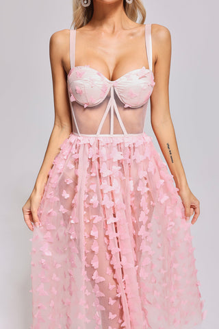 Yurianna Butterfly Mesh Midi Dress