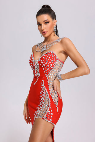 Porsha Diamonate Strapless Maxi Bandage Dress
