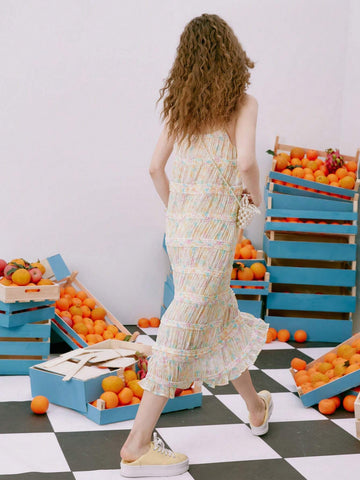 2023 New Arrival French Style Chiffon Spaghetti Strap Split Dress