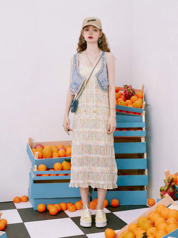 2023 New Arrival French Style Chiffon Spaghetti Strap Split Dress