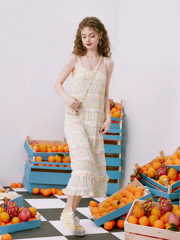 2023 New Arrival French Style Chiffon Spaghetti Strap Split Dress