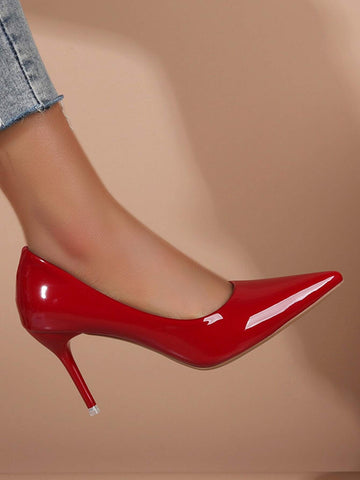 2023 New Spring & Autumn Fashionable Red High Heels For Women, Suitable For Work