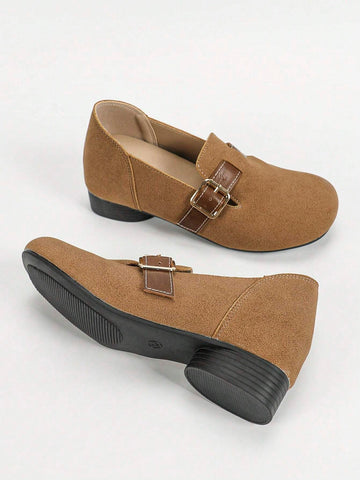 2024 Autumn New Thick Heel Pumps Women, Retro Low Platform Closed Toe Work Shoes, Small Size