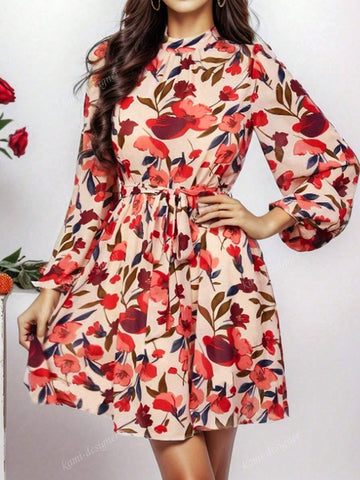 2024 Fall Casual New Arrival Floral Print Elegant Flowing Dress