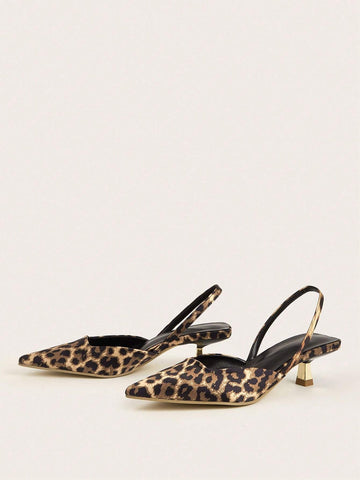 2024 Fashion Sexy Leopard Print Back Strap Niche Design Flats (Random Print)