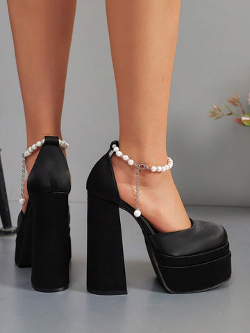 2024 Latest Classic Four Seasons New Arrivals Super High Heel Rhinestone One-Strap Buckle Women Shoes, Fashion Trendy Comfortable Anti-Slip