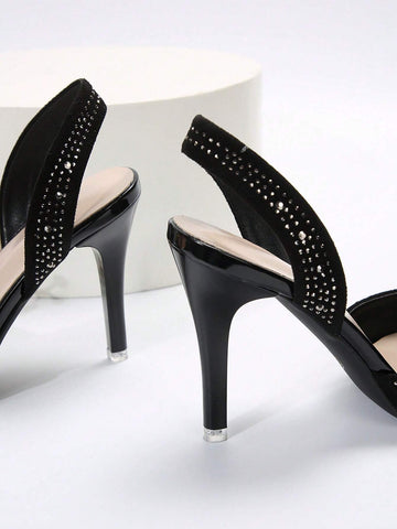 2024 New Arrival Pointed Toe Sequin Silver High Heel Shoes, Sexy Stilettos With Rhinestones, Versatile