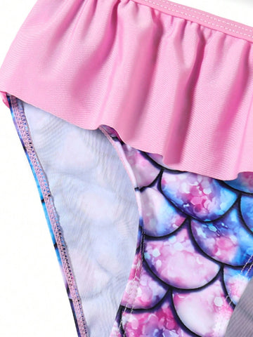 2024 New Children's Diving Suit Fish-Scale Printed Long Sleeve Swimming Set