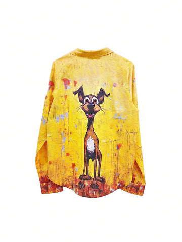 2024 New European And American Style Cartoon Dog Printed Long Sleeve Shirt