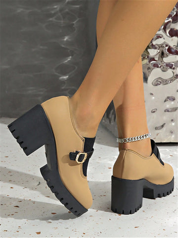 2024 New Fashion Women High Heel Shoes Lady Mary Jane Platform Pumps Thick Heel Open Toe