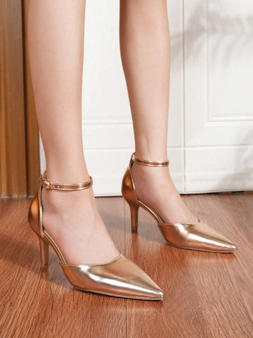 2024 New Model Sexy Fashion One-Strap Shoes, Pointed Toe Thin Heels, European & American Style Women Shoes