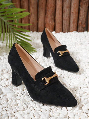 2024 New Spring High Heels For Women, Chunky Or Mid Heel, Pointed Toe, British Style Suede