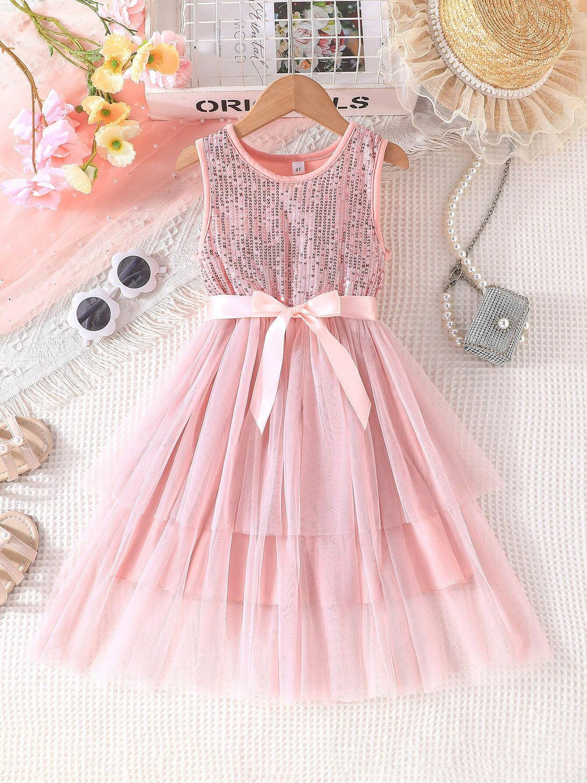 2024 New Summer Sleeveless Round Neck Long Dress For Girls, Cute Princess Style