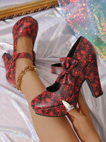 2024 New Wedding Red Shoes, Super High Heel Waterproof Platform Bridal Shoes, Round Toe Banquet