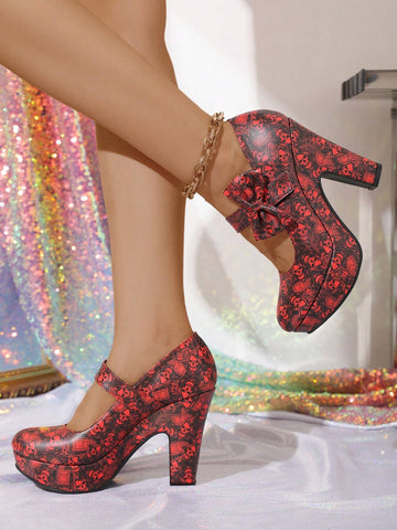 2024 New Wedding Red Shoes, Super High Heel Waterproof Platform Bridal Shoes, Round Toe Banquet