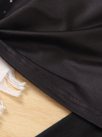 2024 Summer New Casual Street Style Leopard Print Round Neck Short Sleeve T-Shirt With Faux Ripped Detail And Printed Slim Five-Pants Outfit For Girls