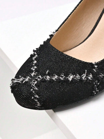 2024 Women Versatile Single Buckle Fashion Round Toe Chunky Heel Pumps