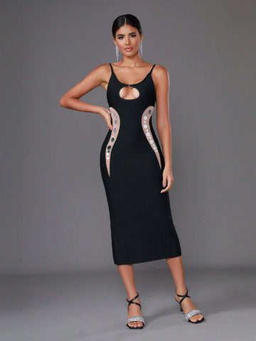 2024 Women's Fashion Party Banquet Laser Sequin Mesh Bodycon Dress