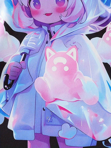 2024 Young Girl Cartoon Cute Kitty Print Long Sleeve Dress, Spring And Autumn Children Clothing