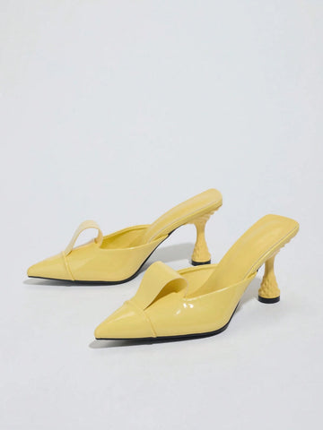 2025 Spring & Summer New Fashion Pointed Toe High Heel Sandals, Bowknot Mules For Women