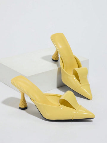 2025 Spring & Summer New Fashion Pointed Toe High Heel Sandals, Bowknot Mules For Women