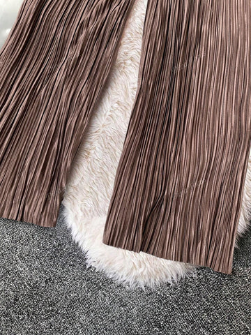 2pcs/Set Fashion Pleated Fabric Casual Knit Women's Suit