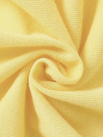 2pcs/Set Fashionable And Cute Short Sleeved T-Shirt Dress With Bow And Curly Hair Little Girl Print For Toddler Girls