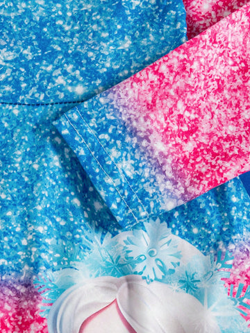 2pcs/Set Girls Cartoon Princess Allover Print Long Sleeve Dress