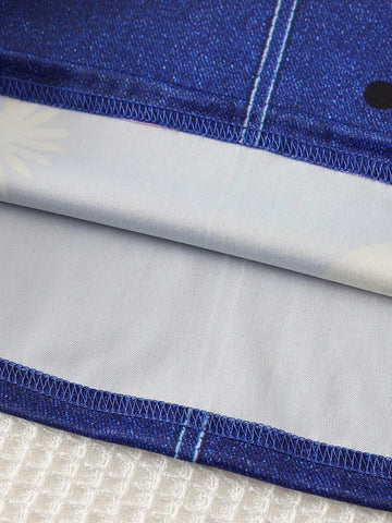 2pcs/Set Girls Casual Pastoral Style + Kitten Print Long Sleeve Dress, Suitable For Spring & Autumn Holiday Outings