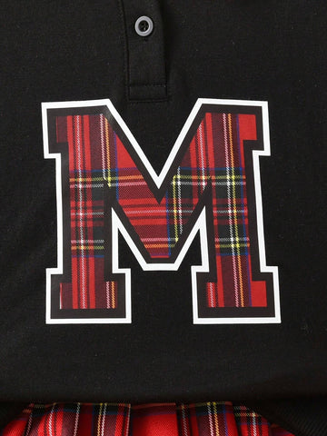 2pcs/Set Girls Classic Plaid Print Long Sleeve Sweatshirt & A-Line Pleated Skirt Outfit