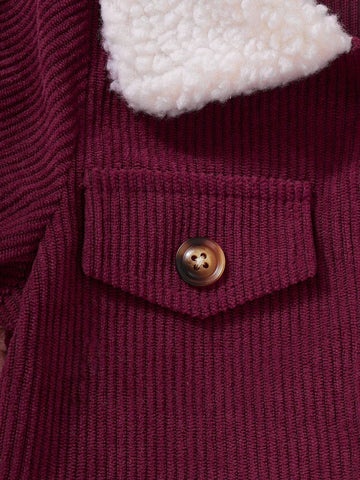 2pcs/Set Girls Corduroy Patchwork Fuzzy Dress With Matching Mini Bag, Fashion Stylish