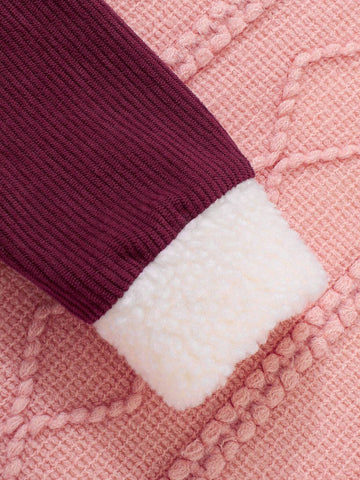 2pcs/Set Girls Corduroy Patchwork Fuzzy Dress With Matching Mini Bag, Fashion Stylish