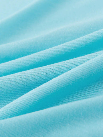 2pcs/Set Girls' Fashionable Cute Butterfly & Letter Print Short Sleeve T-Shirt Dress With Bowknot