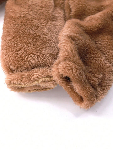 2pcs/Set Girls' Fleece Casual Warm Lounge Wear Set For Winter