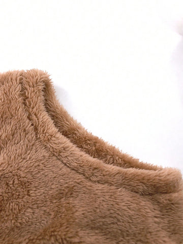 2pcs/Set Girls' Fleece Casual Warm Lounge Wear Set For Winter