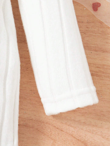 2pcs/Set Girls Solid Color Ribbed Elegant Bowknot Ruffle Hem Dress Set