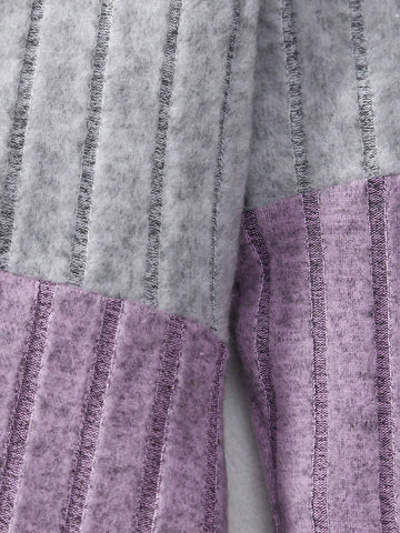 2pcs/Set Girls Toddler Crew Neck Lantern Sleeve Cute Bow Patchwork Ribbed Long Sleeve Dress, Spring/Autumn