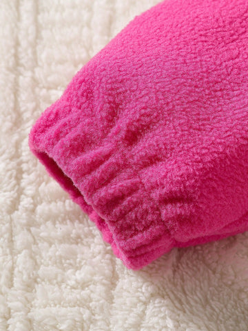 2pcs/Set Girls Toddler Outfit, Fleece Hooded Sweatshirt & Fleece Warm Pants, Outdoor Warm Wear For Autumn