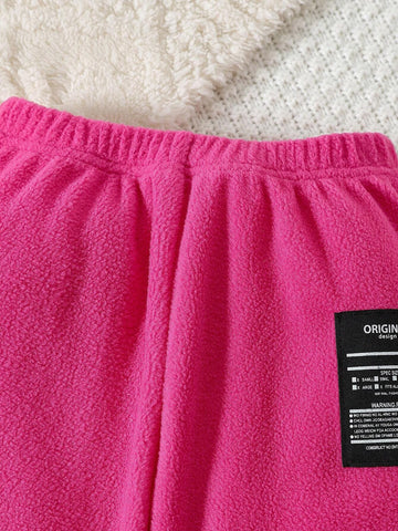 2pcs/Set Girls Toddler Outfit, Fleece Hooded Sweatshirt & Fleece Warm Pants, Outdoor Warm Wear For Autumn