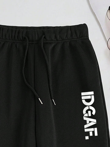 2pcs/Set Letter Printed Long Sleeve Sweatshirt And Sports Pants