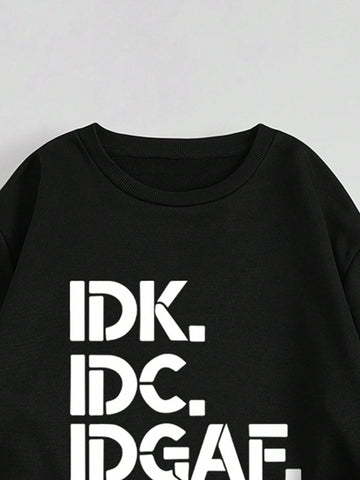 2pcs/Set Letter Printed Long Sleeve Sweatshirt And Sports Pants