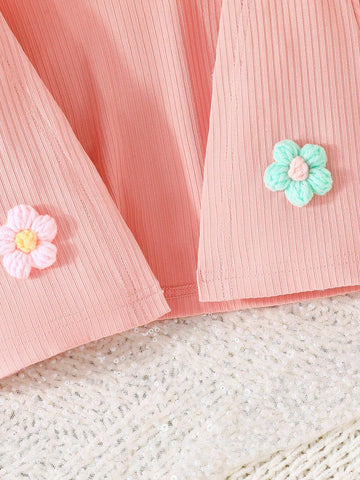 2pcs/Set Toddler Girls Solid Color Floral Embroidery Long Sleeve Cardigan & Solid Color Dress Sets, New Arrival