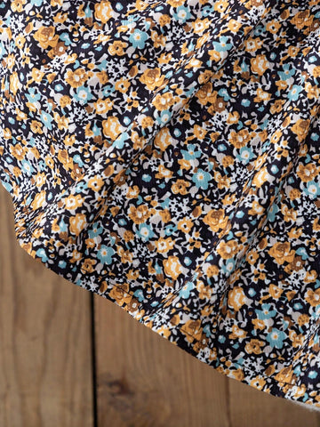 2pcs/Set Young Girl Ditsy Floral 2 In 1 Long Sleeve Dress And Matching Floral Handbag