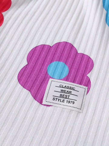 2pcs/Set Young Girl Flower Print Decorated Button Casual Dress, Including 1pc Dusty Rose Dress, Cute And Casual, Fit For Autumn & Winter New Arrival