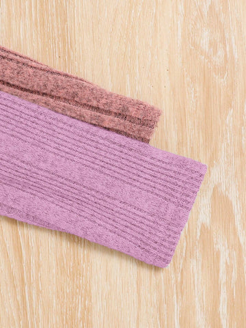 2pcs/Set Young Girl Kid Girl Solid Color Round Neck Fitted Casual Knit Dress