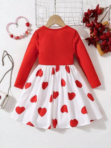 2pcs/Set Young Girl Knitted Heart Pattern Collar Ruffle Top + Solid Color Knitted Skirt, Suitable For Autumn/Winter